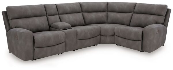 Next-Gen Durapella - Slate - 5-Piece Power Reclining Sectional With Console