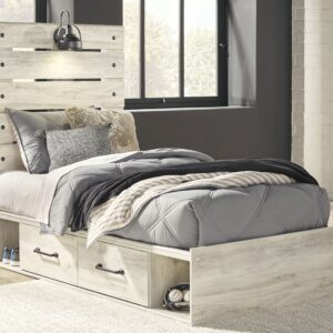 Cambeck - Whitewash - Twin Panel Bed with 4 Storage Drawers
