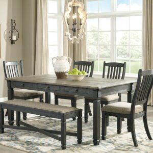 Tyler Creek - Dark Gray - 6 Pc. - Dining Room Table, 4 Side Chairs, Bench