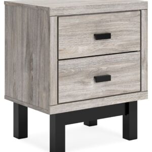 Vessalli - Black / Gray - Two Drawer Nightstand