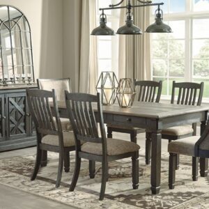 Tyler Creek - Dark Gray - 8 Pc. - Dining Room Table, 4 Side Chairs, 2 Upholstered Side Chairs, Server