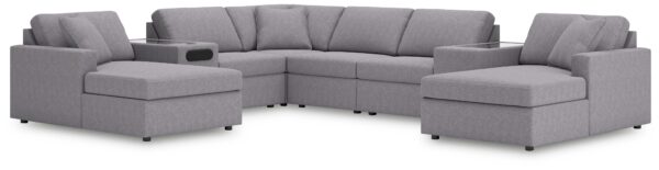 Modmax - Granite - 8-Piece Double Chaise Sectional With Audio And Storage Consoles