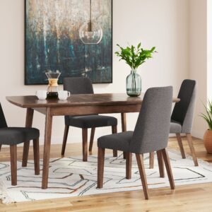 Lyncott - Charcoal / Brown- 5 Pc. - Butterfly Extension Table, 4 Side Chairs
