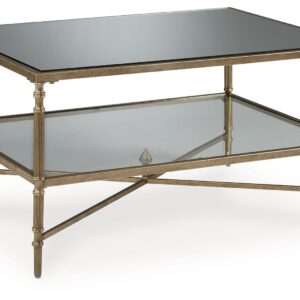 Cloverty - Aged Gold Finish - Rectangular Cocktail Table