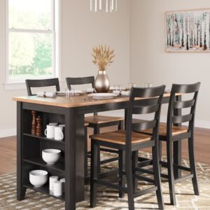 Gesthaven - Natural / Brown - 5 Pc. - Rectangular Dining Room Counter Table, 4  Barstools