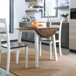 Woodanville - Cream / Brown - 3 Pc. - Drop Leaf Table, 2 Side Chairs