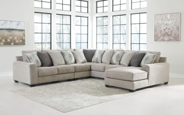 Ardsley - Pewter - Right Arm Facing Corner Chaise with Loveseat 5 Pc Sectional