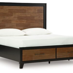 Kraeburn - Brown / Black - King Panel Storage Bed