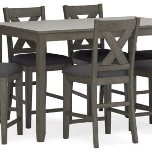 Caitbrook - Gray - Rect Drm Counter Table Set (Set of 7)