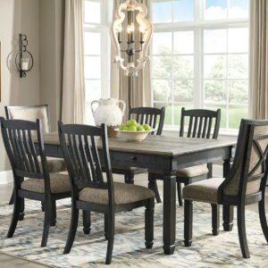 Tyler Creek - Dark Gray - 7 Pc. - Dining Room Table, 4 Side Chairs, 2 Upholstered Side Chairs