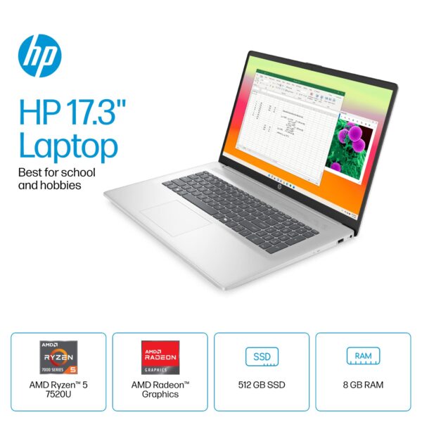 HP - 17.3" Full HD Laptop - AMD Ryzen 5 - 8GB Memory - 512GB SSD - Natural Silver