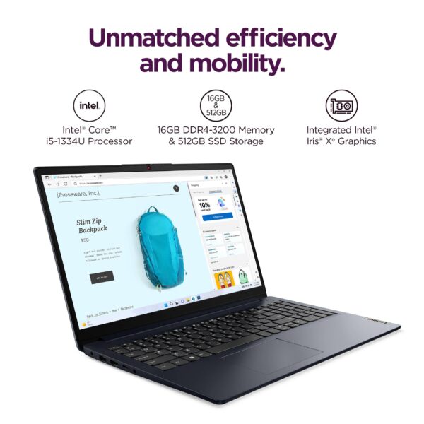 Lenovo - Ideapad 1i 15.6" Full HD Touchscreen Laptop - Intel Core i5-1334U - 16GB Memory - 512GB SSD - Abyss Blue