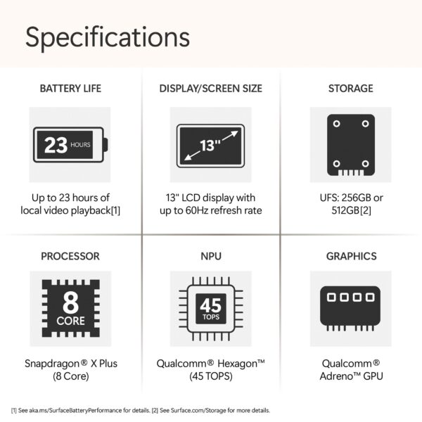 Microsoft - Surface Laptop - Copilot+ PC - 13" Touch-Screen - Snapdragon X Plus - 16GB - 256B UFS (Latest Model) - Platinum