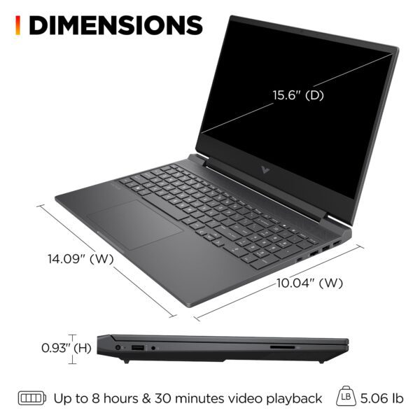 HP - Victus 15.6" Full HD Gaming Laptop - AMD Ryzen 5-7535HS - 8GB DDR5 Memory - AMD Radeon RX 6550M - 512GB SSD - Mica Silver