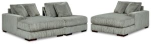 Lindyn - Fog - 3-Piece Sectional With Double Chaises