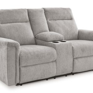 Barnsana - Ash - Dbl Power Reclining Loveseat with Console