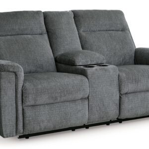 Barnsana - Gravel - Dbl Power Reclining Loveseat with Console
