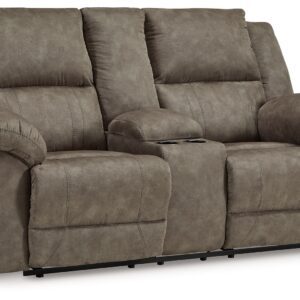 Laresview - Fossil - Dbl Reclining Loveseat with Console