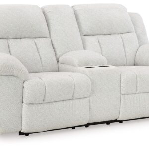 Frohn - Snow - Dbl Reclining Loveseat with Console