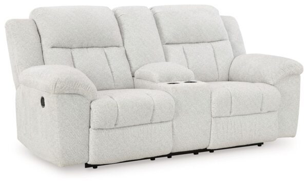 Frohn - Snow - Dbl Reclining Loveseat with Console