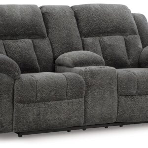 Frohn - Graphite - Dbl Reclining Loveseat with Console