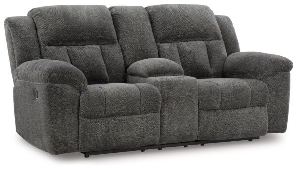 Frohn - Graphite - Dbl Reclining Loveseat with Console