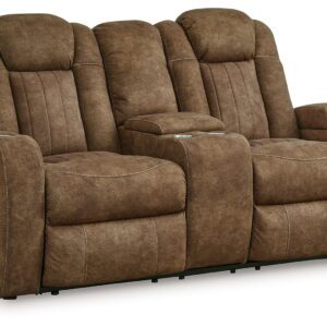 Wolfridge - Brindle - Power Reclining Loveseat With Console /Adj Hdrst