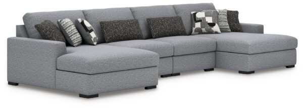 Bealton - Salt and Pepper - 4-Piece Sectional With Double Chaise
