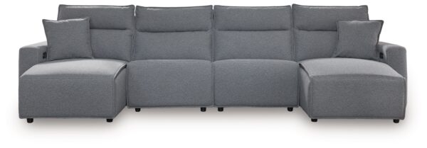 Modmax - Salt And Pepper - 4-Piece Power Reclining Sectional With Double Chaise