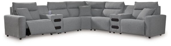 Modmax - Salt And Pepper - 5-Piece Power Reclining Sectional With LAF Zero Wall Power Recliner