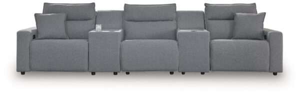 Modmax - Salt And Pepper - 5-Piece Power Reclining Sectional With 2 Storage Consoles