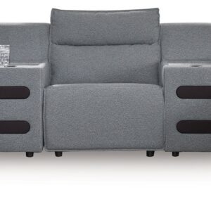 Modmax - Salt And Pepper - 5-Piece Power Reclining Sectional With Double Chaise And 2 Audio Consoles