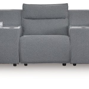 Modmax - Salt And Pepper - 5-Piece Power Reclining Sectional With Double Chaise And 2 Storage Consoles