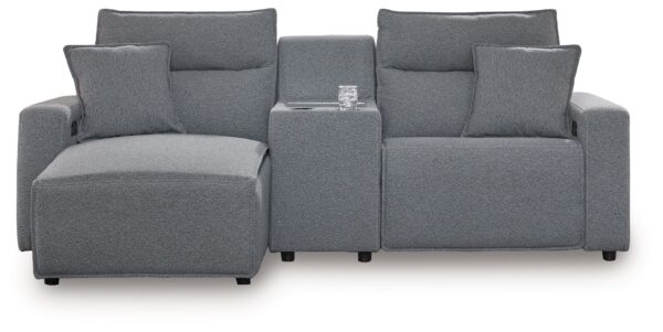 Modmax - Salt And Pepper - 3-Piece Power Reclining Sectional With LAF Chaise And Storage Console