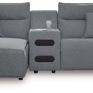 Modmax - Salt And Pepper - 3-Piece Power Reclining Sectional With LAF Chaise And Audio Console