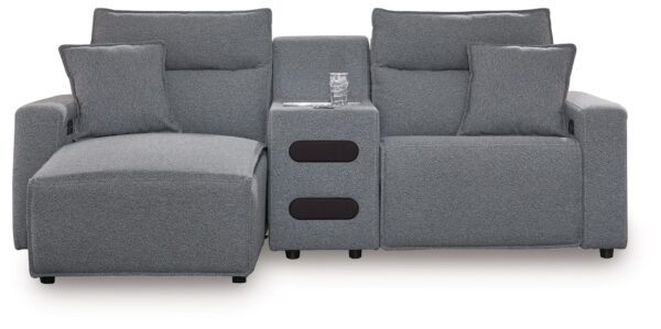 Modmax - Salt And Pepper - 3-Piece Power Reclining Sectional With LAF Chaise And Audio Console