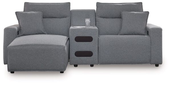 Modmax - Salt And Pepper - 3-Piece Power Reclining Sectional With LAF Chaise And Audio Console