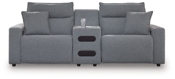 Modmax - Salt And Pepper - 3-Piece Power Reclining Sectional With Audio Console