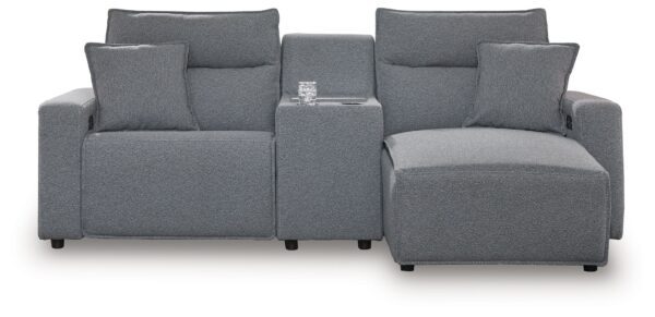 Modmax - Salt And Pepper - 3-Piece Power Reclining Sectional With RAF Chaise And Storage Console