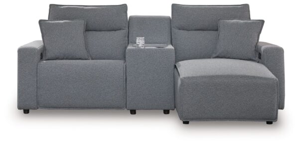 Modmax - Salt And Pepper - 3-Piece Power Reclining Sectional With RAF Chaise And Storage Console