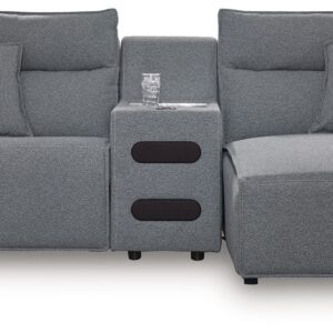 Modmax - Salt And Pepper - 3-Piece Power Reclining Sectional With RAF Chaise And Audio Console