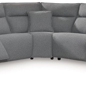 Modmax - Salt And Pepper - 5-Piece Power Reclining Sectional With RAF Zero Wall Power Recliner