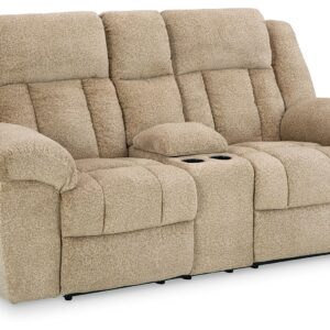 Tip-off - Wheat - Power Reclining Loveseat With Console / Adj Headrest