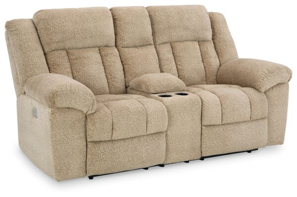 Tip-off - Wheat - Power Reclining Loveseat With Console / Adj Headrest