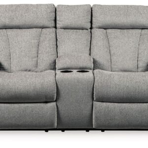 Mitchiner - Fog - DBL Rec Loveseat w/Console