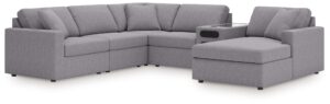 Modmax - Granite - 6-Piece Sectional With Audio System, Raf Corner Chaise And Laf Corner Chair