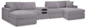 Modmax - Granite - 5 Piece Double Chaise Sectional With Audio Console
