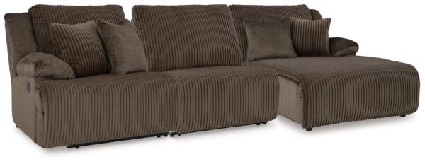 Top Tier - Chocolate - 3-Piece Reclining Sectional With Raf Press Back Chaise