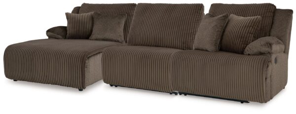 Top Tier - Chocolate - 3-Piece Reclining Sectional With Laf Press Back Chaise