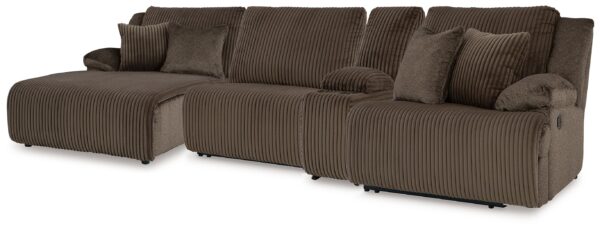 Top Tier - Chocolate - 4-Piece Reclining Sectional With Laf Press Back Chaise